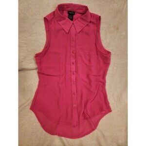 Rue 21 Pink Shirt Blouse Sleeveless Button Up Top Size M